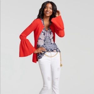 CAbi Trumpet Bell Sleeve Cardigan 'Hibiscus' Med